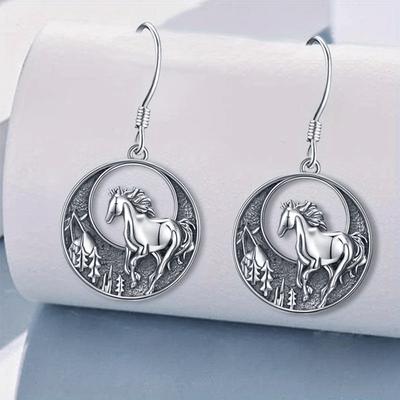 Explosive Personalized and Fashionable Retro Forest and Horse Pendant Earrings