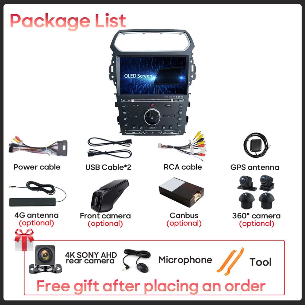 Android Multimedia For Ford Explorer 5 2011 - 2019 Car Stereo CPU Radio QLED Player Navigation Carplay Auto HDR 5G Dash Cam BT