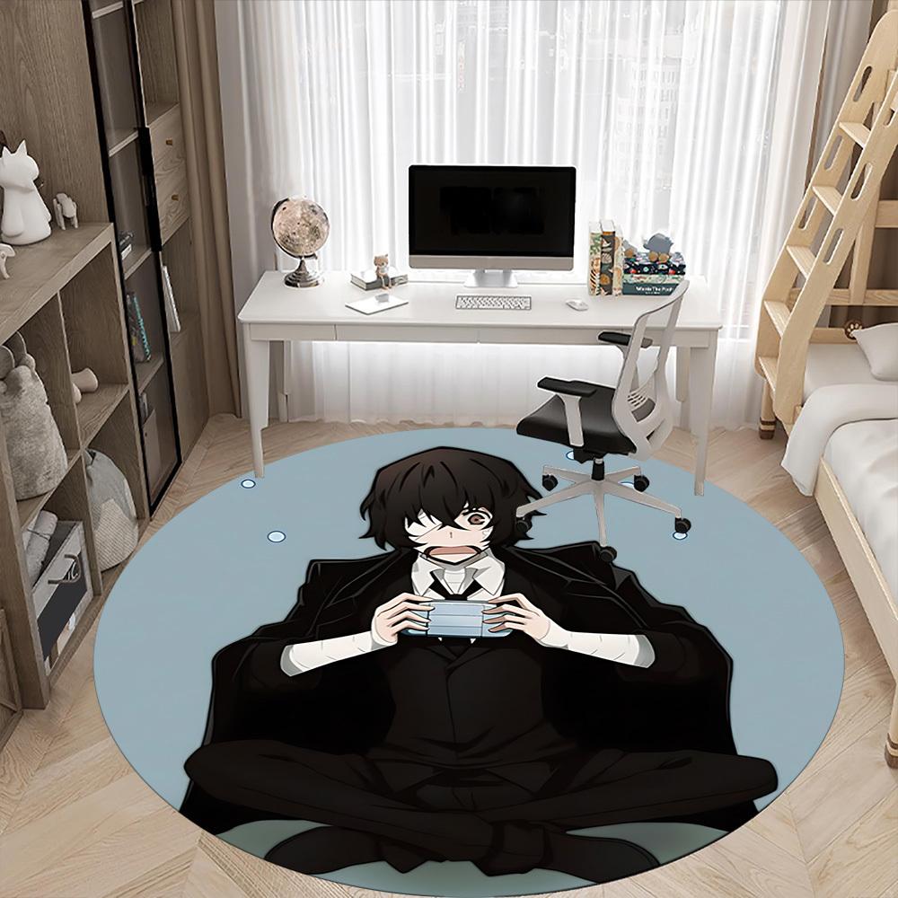 1 szt. Okrągły dywanik biurowy z postacią z anime, antypoślizgowy, miękki i trwały dywanik biurowy do dekoracji wnętrz, idealny do biura, piękna dekoracja