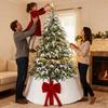 Christmas Tree Collar Plush Seasonal Decoration With Bow Knot Foldable Christmas Tree Base Collar For Indoor Outdoor Tabletop