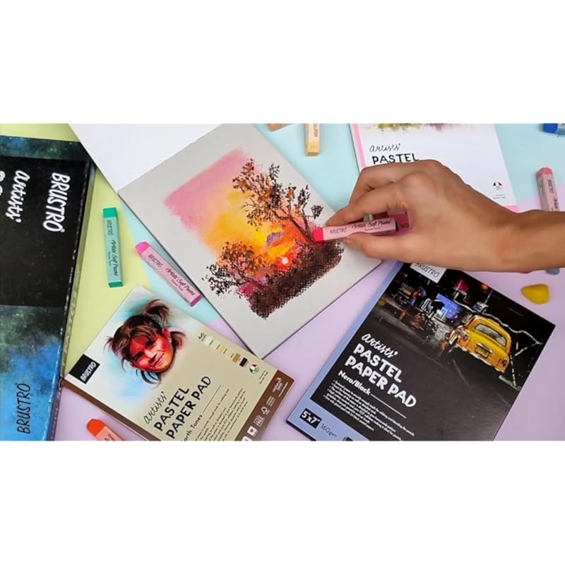 Brustro Artists Pastel Paper Pad, Set Of 2, 24 Sheets (160 Gsm) Each, Colour - Black & White, Size - 3.5"" X 5.5"" | Ide