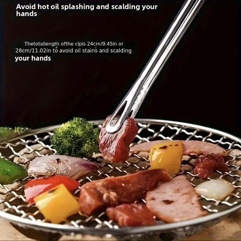2pcs stainless steel multi-purpose food tongs, heat-resistant. Ideal for BBQ, baking, camping and daily kitchen use.