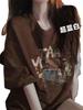 Women's Plus Size Brown Oversized T-Shirt: Loose-Fit, Short-Sleeved, Perfect for Summer Couples, Enhances Fairness, Trendy Style
