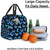 Insulated Lunch Bag Box for Women with Blue Butterfly Print Cute Lunch Cooler Thermal Waterproof Reusable Tote Bag with Pocket