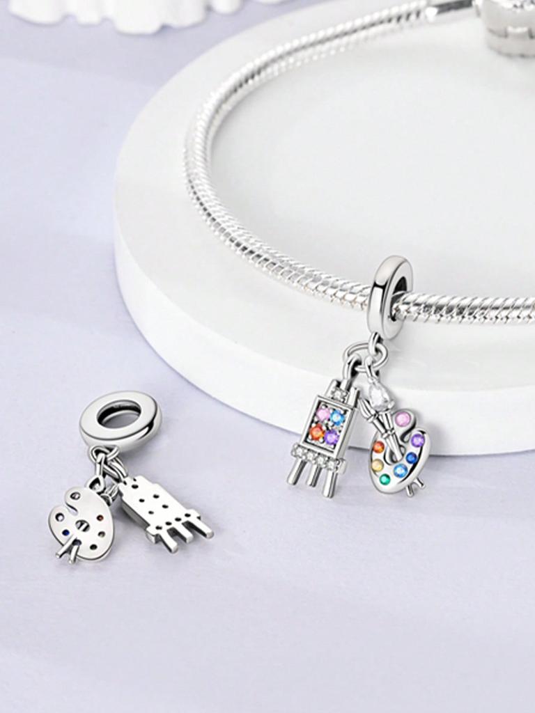 Charms Plata Artist'S Palette Oil Paints Beads Charm Copper Plated Fit Charms Original Bracelet For Jewelry Making Diy Charm