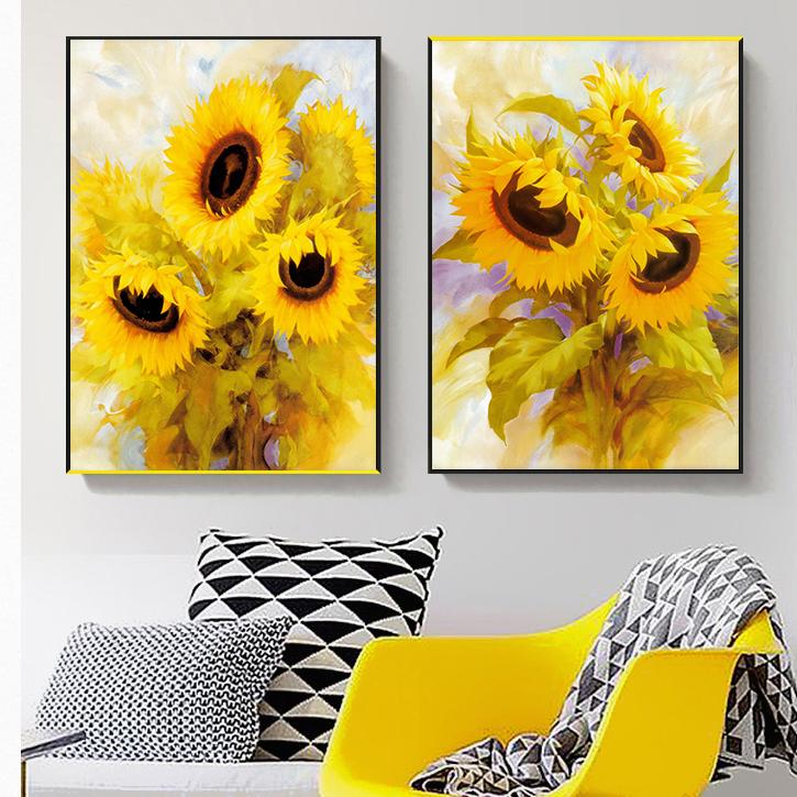 

Картина на холсте, акварельные цветы, подсолнух, картина, печать на плакатах, украшение для гостиной, современный минималистский поп-арт, домашний декор