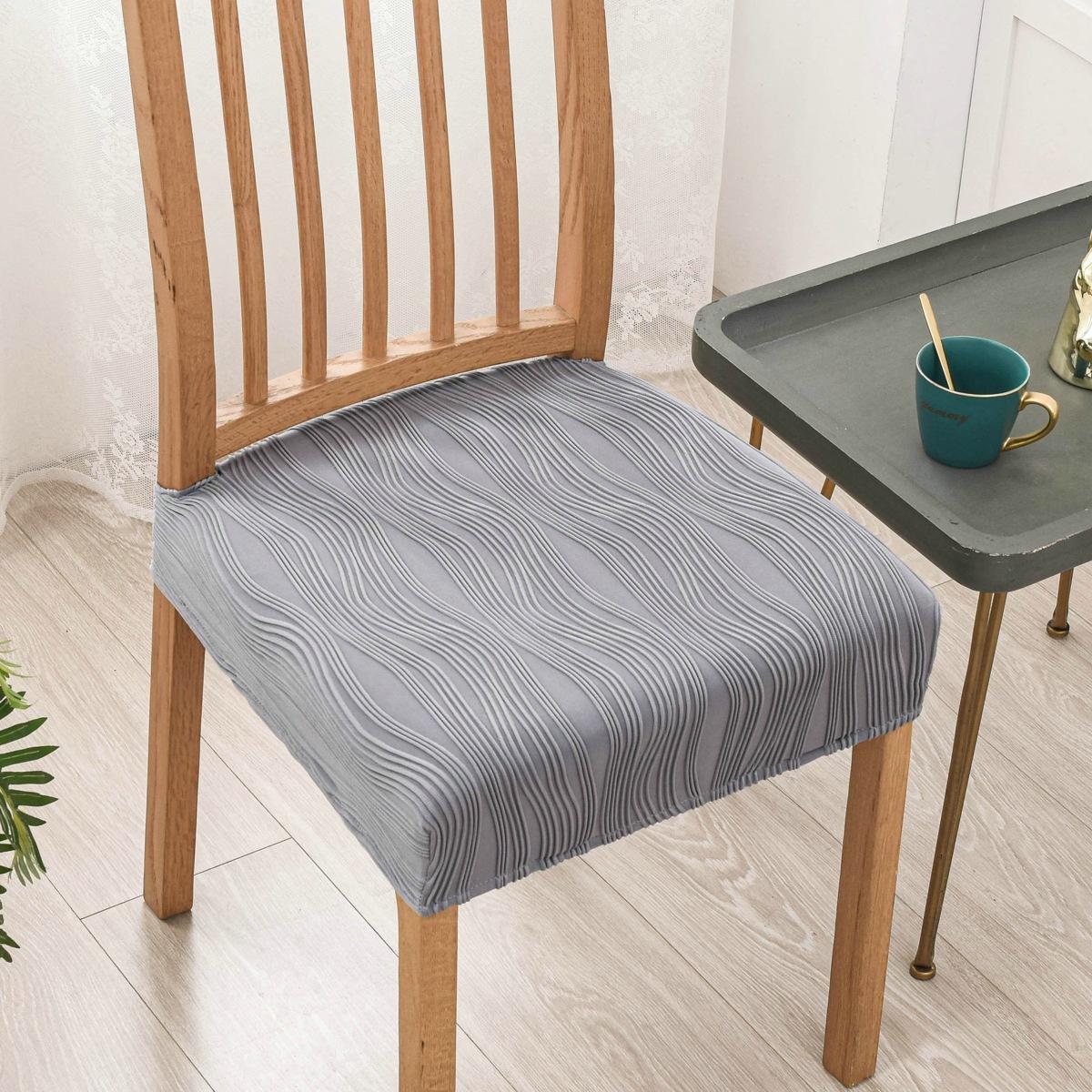 New buckle water ripple seat cushion cover surrounding chair cover chair seat cover hotel dining chair cover household square cushion cover Water ripple surround cushion cover серый