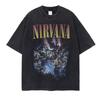 Nirvana Rock Band Retro Cotone Lavato Maglietta Album Uterino Estate Unisexs Donna Cotone Retro Moda Oversize Maglietta