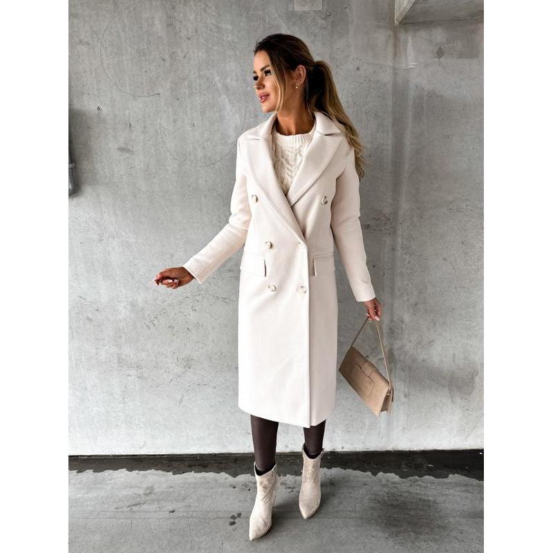 

Double-Breasted Woolen Coat - Style P 65487 2XL абрикосовий