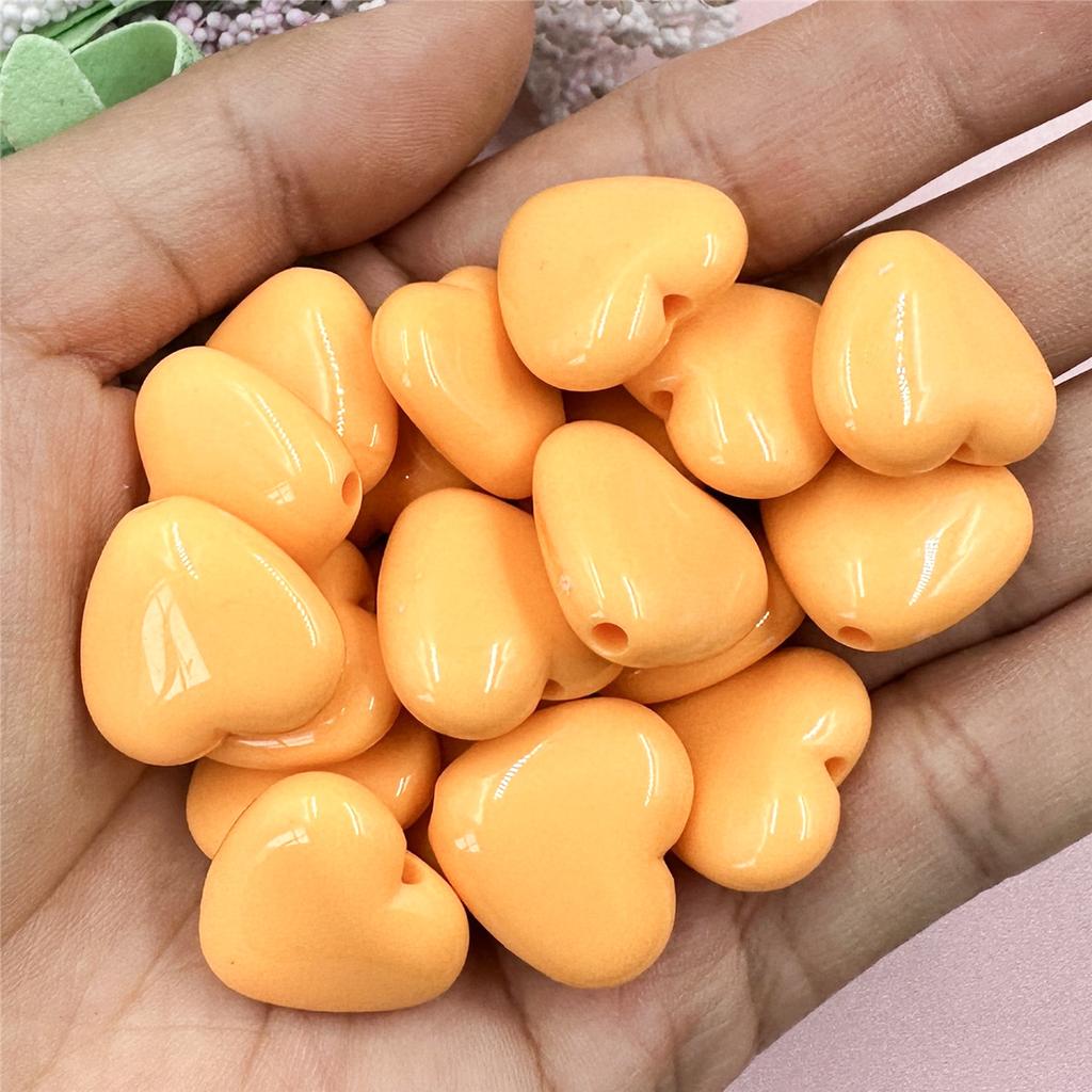 Solid Color 18.8*17.2mm DIY Handmade Materials Fashion for Necklace Earrings Making 20pcs/bag Heart Beads Acrylic