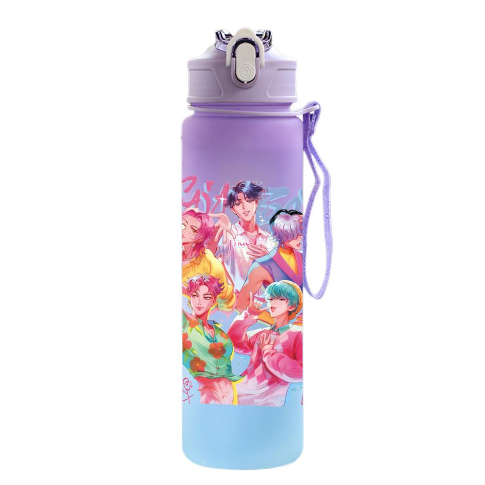 750Ml Water Bottle Cartoon K-Pop Demon Hunters Printed Large Capacity Drinking Cup Portable Outdoor Sports Water Cup Children Kid Gift