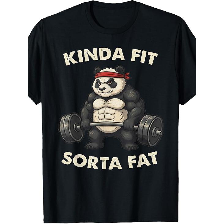 Humorous Gym Panda Weightlifting T-Shirt - A Casual And Comfy Crew Neck Tee with Trendy Design, Perfect for Fashion Lovers And Suitable for Summer, S чёрный