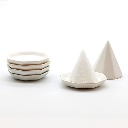 Kamidana No Sato Morishio Set, Octagonal, Small, Includes 5 Unglazed Octagonal Plates, Easy To Make Morishio, Solidifying Container, Good Luck, Protec
