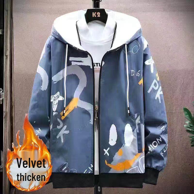 Samt-Kapuzenpullover für Teenager-Jungen Herbst/Winter - Stylische, locker sitzende Jacke