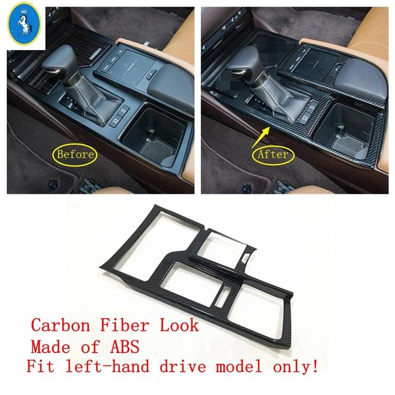 Carbon Fiber Look Car Gear Shift Storage Box Control Decor Panel Cover Trim For Lexus ES 2018 -  Interior Refit Accessories