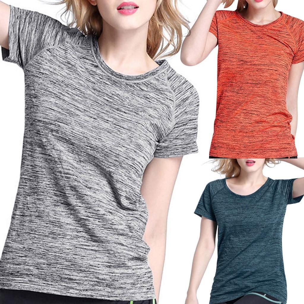 

Женские топы для йоги с коротким рукавом Женская спортивная одежда с твердыми топами