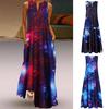 Fashion 3D Star Print V-Neck Sleeveless Long Maxi Comfortable Dress Lightweight High Recognition Elegant with Flattering Chic Dress for Party