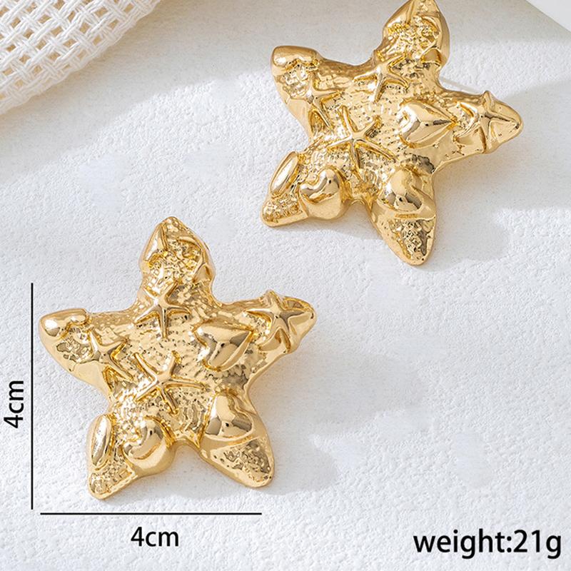 Thick Textured Metal Star Post Earrings For Women Fashion Zircon Classic Trendy New Style Punk Daily Accessories Gifts MQF168
