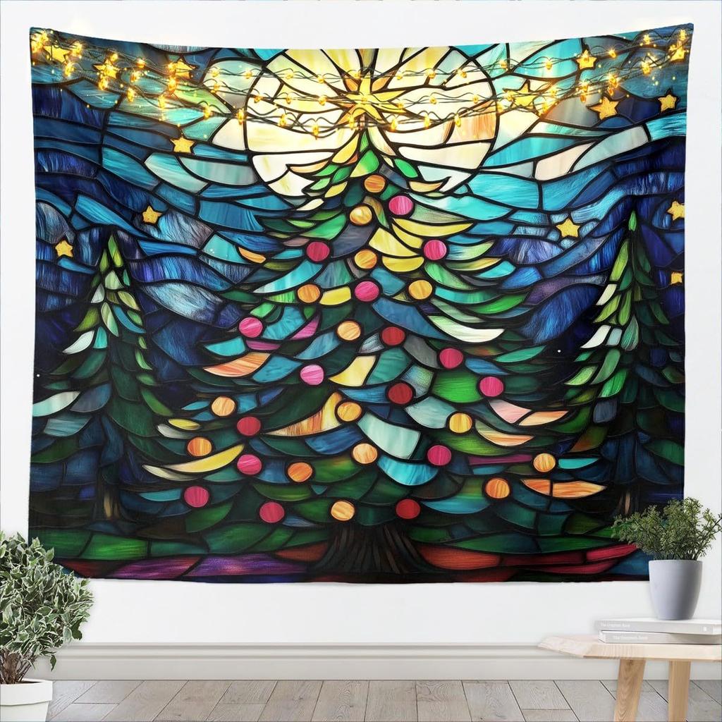 Winter Christmas Tree Wall Hanging Cat Tapestry Christmas Wall Hanging Tree Wall Hanging Gorgeous Christmas Tree Fireplace Gifts