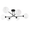 Asturia Black Ceiling Lamp 6-Flat White Lampshade E27