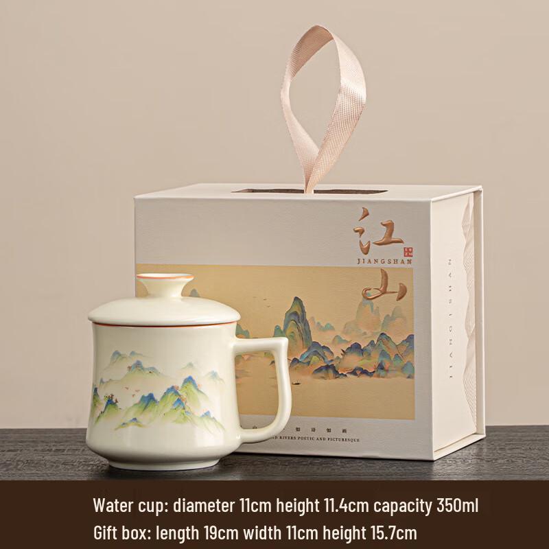 Shangqi Ru Kiln Ceramic Mug Gift Set - A Thousand Miles of Rivers and Mountains