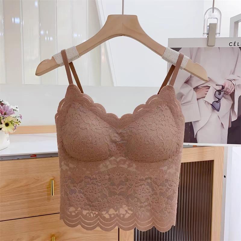 New Lace Sexy Muse Suspender Fixed Cup Vest Underwear Women's Comfortable Naked Beauty Back Versatile Slim Wear