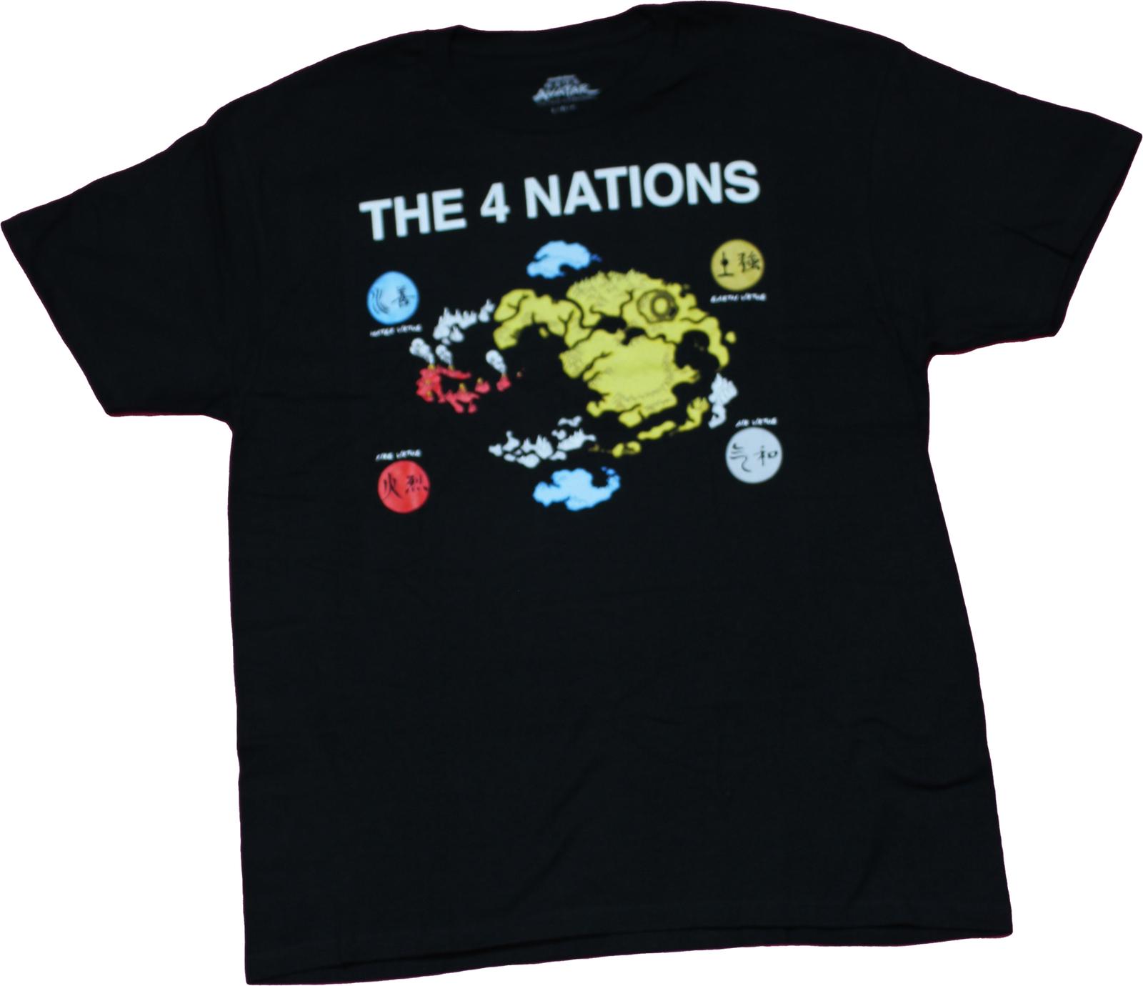 Avatar the Last Airbender New Adult T-Shirt - $ Nations Symbols & Map XL