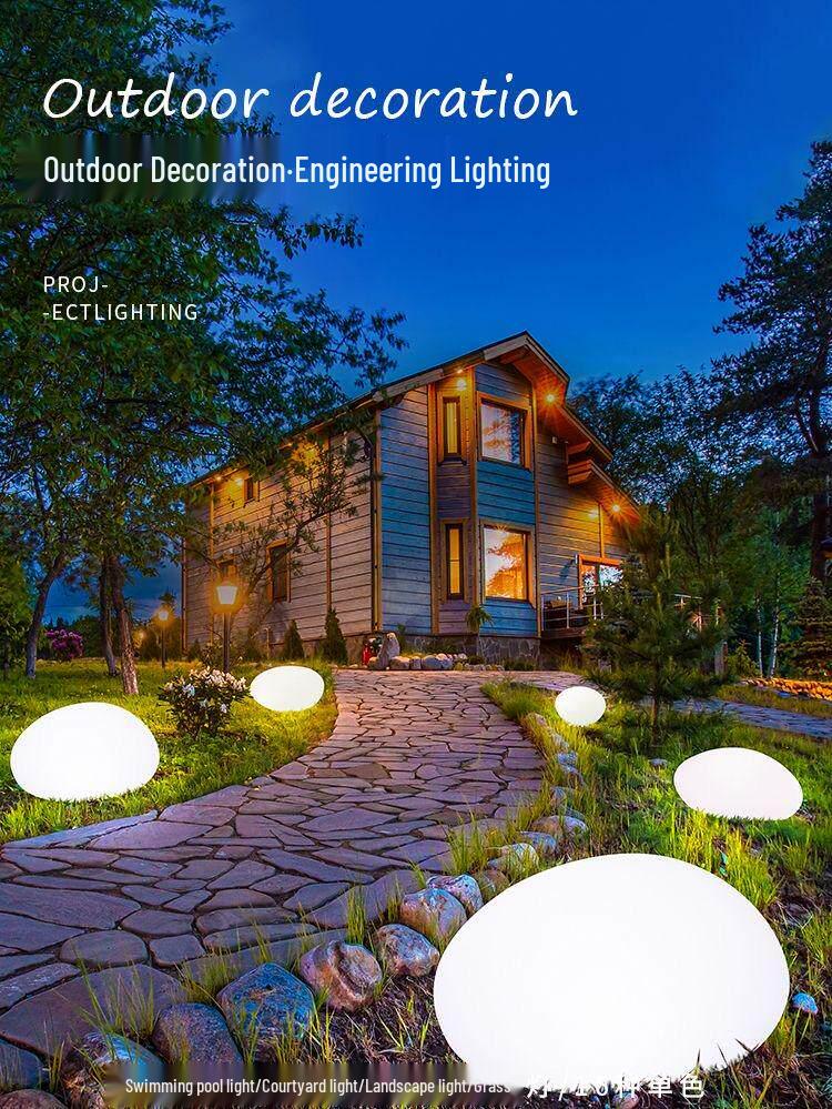 Outdoor Waterproof Solar Pebble Light: Seven-Color LED Lawn Lamp with Induction Control