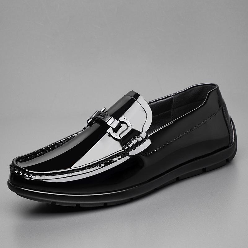 New Men's Doudou Shoes Patent Leather Casual Shoes Men's Genuine Leather Fashion European Men's Single Shoes Leather Shoes