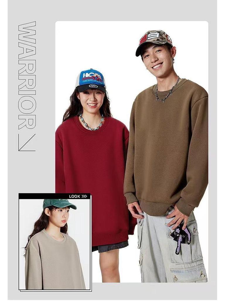 Men's 2024 Winter Thick Lambswool Hoodie - Round Neck, Solid Color, Long Sleeve, Velvet-Enhanced Warm Fleece.