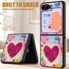 Colorful Graffiti Love Heart Case For Samsung Galaxy Z Flip 8 7 6 5 Flip8 Flip7 Flip6 Luxury Leather Skin Hard Folding Phone Cover