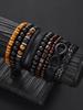 9Pcs Men's Infinity Leather Bracelet Set For Women Tiger Eye Volcanic Stone Beaded Bracelets Braided Wrap Wristband Boho Jewelry