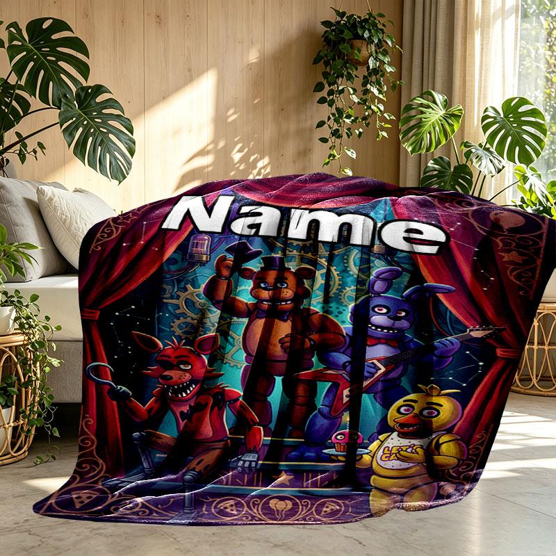 Custom Name Personalized Five Nights at Freddy's Print Blanket, Home Decor, Bedroom, Sofa, Camping, Couch, Gifts for Birthday Christmas