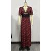 Polka Dot Backless Sexy Maxi Dress Women Gown Elegant Patchwork Lace Hollow Out Deep V Neck Sleeveless Bodycon Club Party Dress