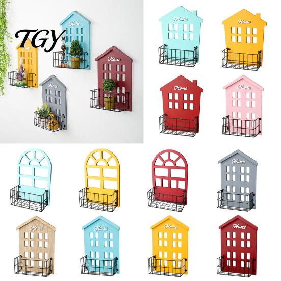 Charming Wall Shelves for Fairy Tale Style Wooden House Shape Shelf, Decorative Metal Storage Rack, Creative Sturdy And Wood Floating