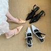 Pointed Black Temperament, High-heeled Toe Cap Sandals, Fairy Shoes, 2024 New Spring and Summer French Style Dress, Single Shoe