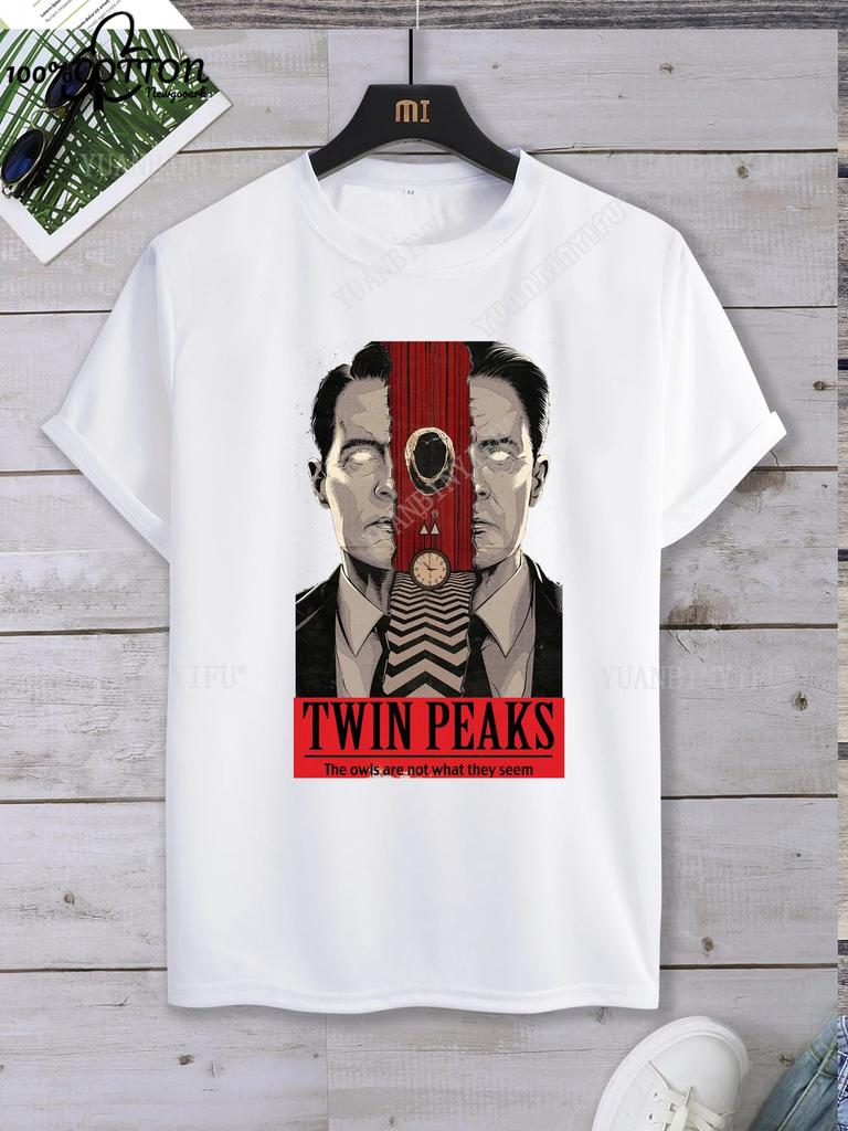 Classic Harajuku Twin Peaks Printed Unisex Cotton Shirt Loose T-shirt Top Short Sleeve O-neck Street Fashion Hot Product