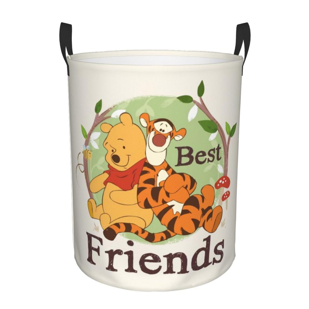 Custom Winnie Pooh Teddy Bear Laundry Basket Foldable Large Clothes Storage Bin Baby Hamper