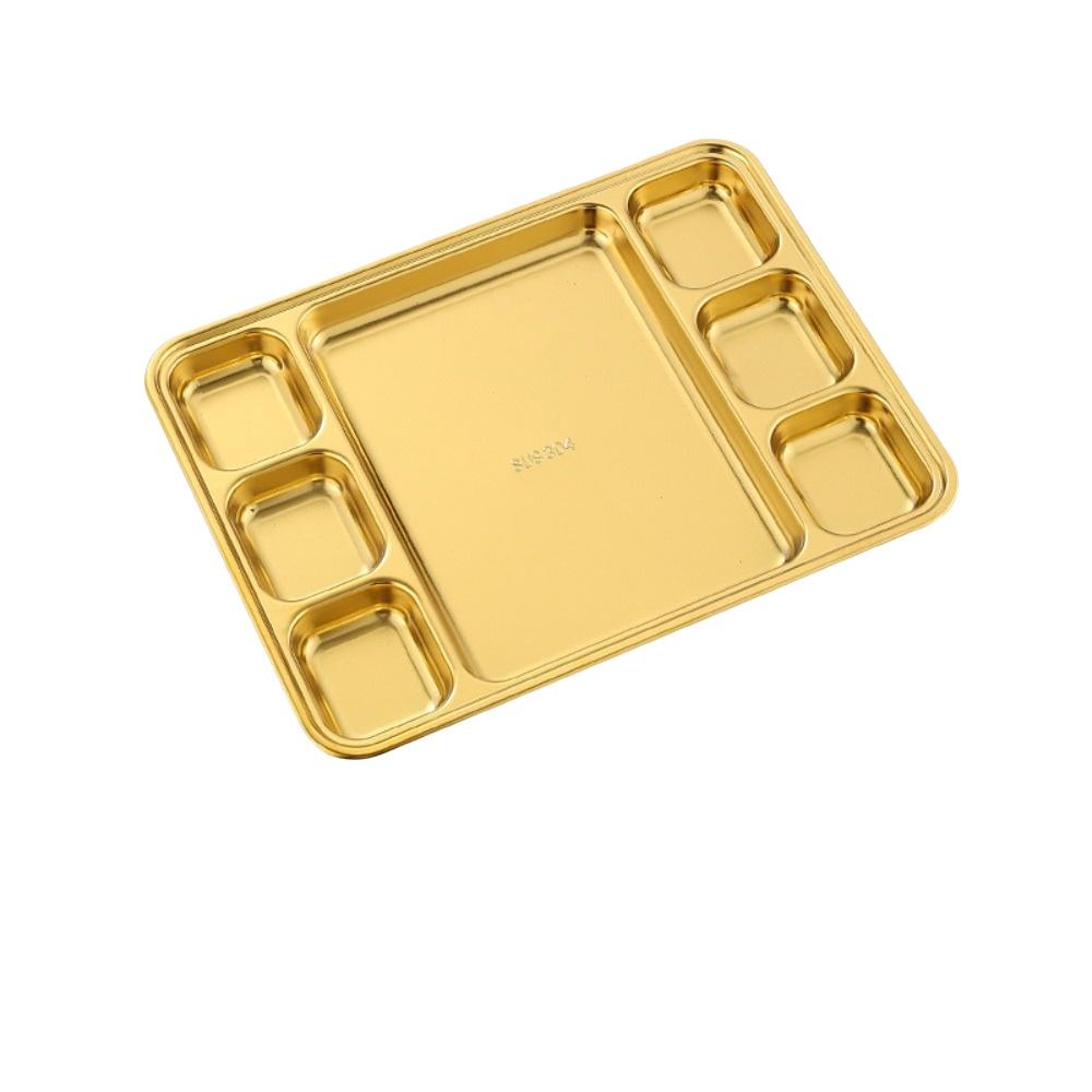 Multi-Compartment Stainless Steel Divided Meal Tray Rectangular Food Serving Plate Kitchen