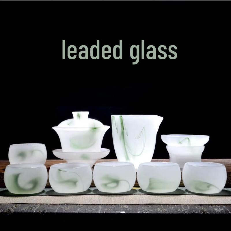 

Ink Green Glazed Glass Tea Set
