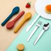3pcs/set With Silicone Case Children's Tableware Set 304 Stainless Steel Flatware Set  Camping