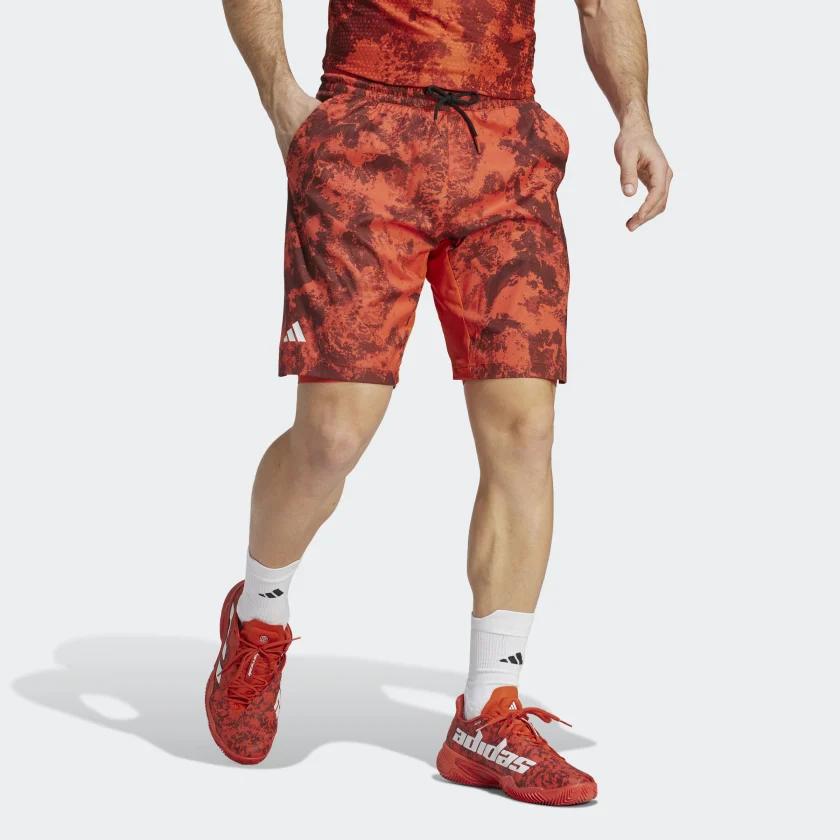 Adidas SS23 French Open Series Tennis Paris Heat.Rdy Two-In-One Shorts Tie-Dye Print Straight Casual Shorts Men Shorts Red HT7224