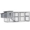Pollaio Casa per Polli per 3-4 Galline con Recinto Nido Tetto in Asfalto Copertura in Oxford Cassetto Estraibile 264x82x89cm Grigio
