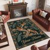 Leopard Theme Crystal Velvet Floor Rug Personalized Custom Name Text Warm Carpet Home Decoration