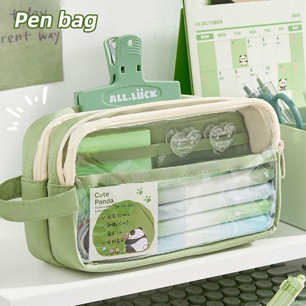 Transparent Pen Bag PVC Stationery Bag Multifunctional Pencil Case  Gift