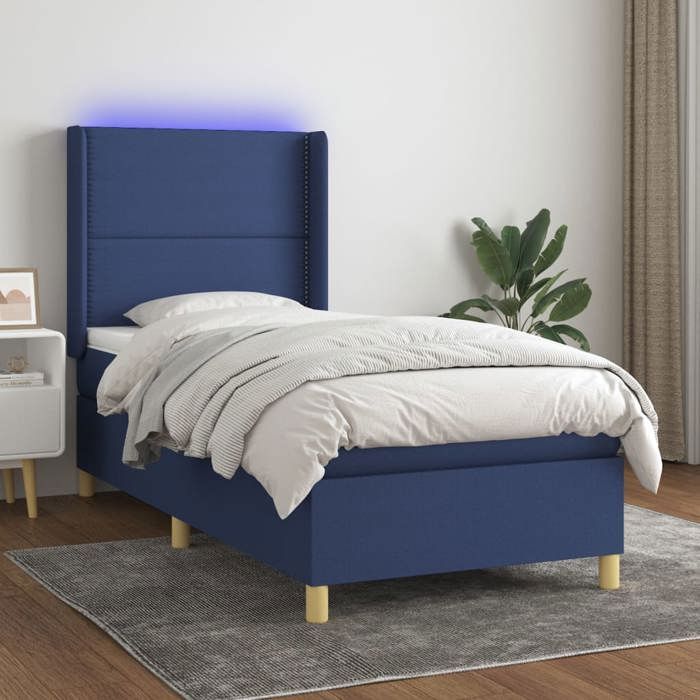 VidaXL Slatted Bed Base with Mattress and LEDs, Upholstered Bed, Single Bed, Adult Bed for Interior Bedroom, 3138763
