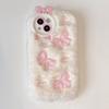 Morbida Peluche Soffice Fiocco Maialino Carino e Cuore Custodia per Telefono Per iPhone 17 16 Pro Max Custodia 15 14 Plus 13 12 11 Cartone Animato Calda Invernale Pelliccia Pelosa Copertura Shell