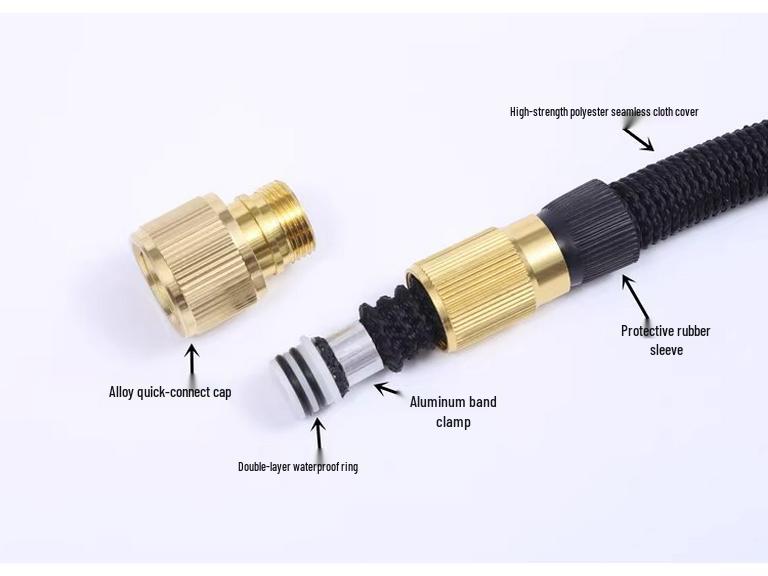 High-Pressure Telescopic Water Hose with Explosion-Proof Nozzle, Ideal for Car Wash and Garden Watering.