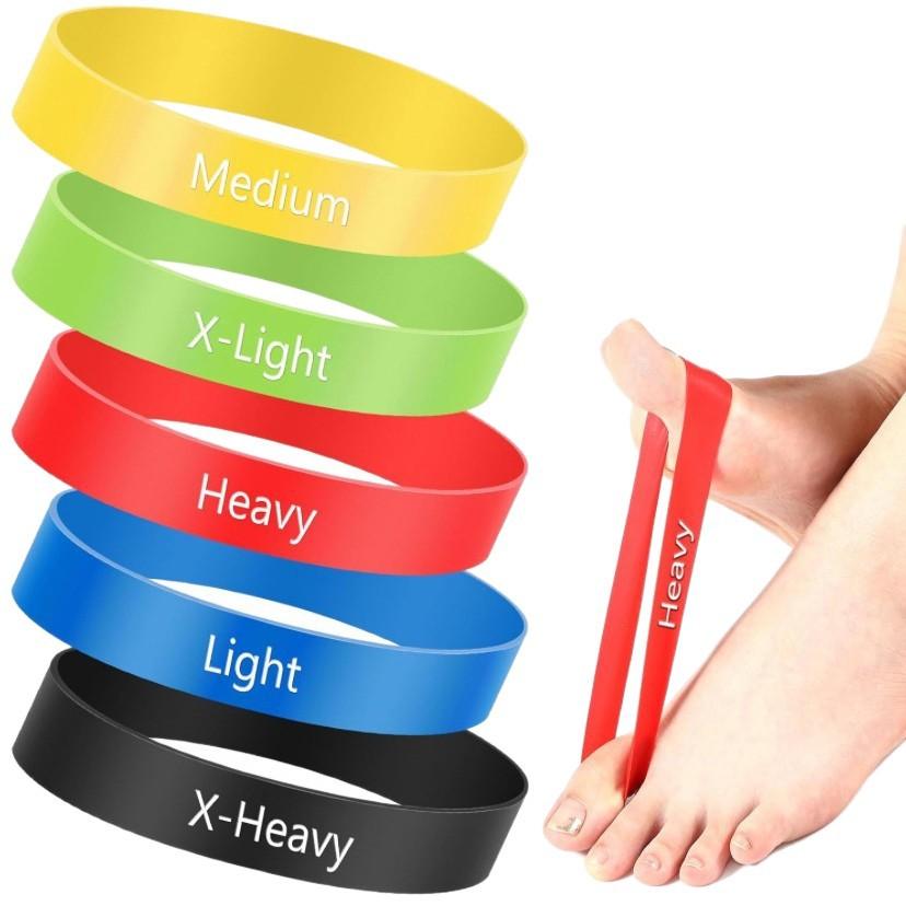 5-stufiges TPE Fuß-Widerstandsband-Set mit Aufbewahrungstasche Zehen-Übungsband für Plantarfasziitis Yoga Workout