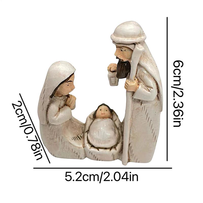 Holy Family Three Family Religious Collection Gift Imitation Carving Holy Family Resin Crafts Mini Nativity Scene Figurine